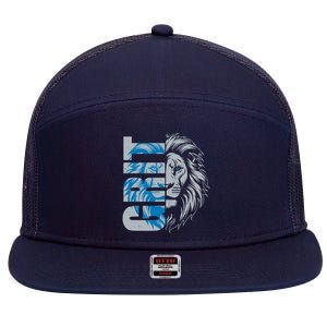 Grit Detroit Football Sports Fan 7 Panel Mesh Trucker Snapback Hat