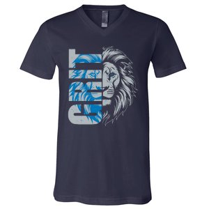 Grit Detroit Football Sports Fan V-Neck T-Shirt