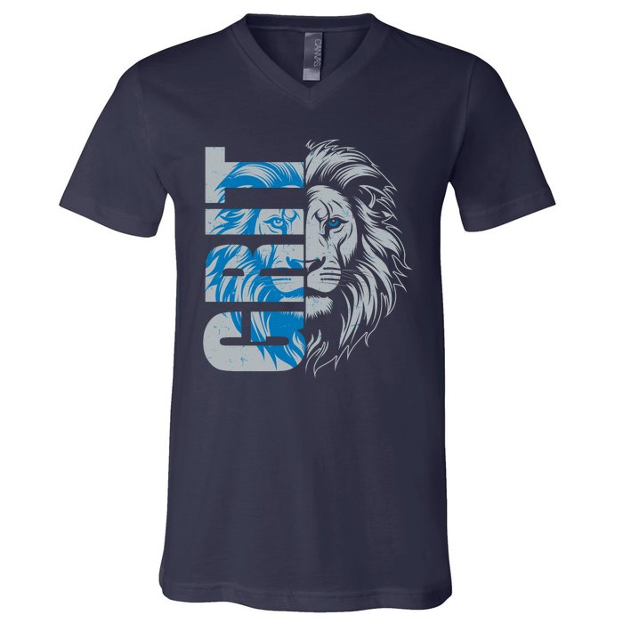 Grit Detroit Football Sports Fan V-Neck T-Shirt