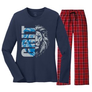 Grit Detroit Football Sports Fan Women's Long Sleeve Flannel Pajama Set 