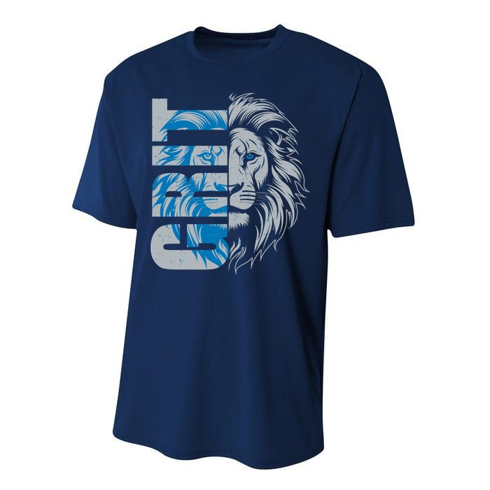 Grit Detroit Football Sports Fan Performance Sprint T-Shirt