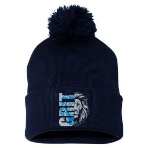 Grit Detroit Football Sports Fan Pom Pom 12in Knit Beanie