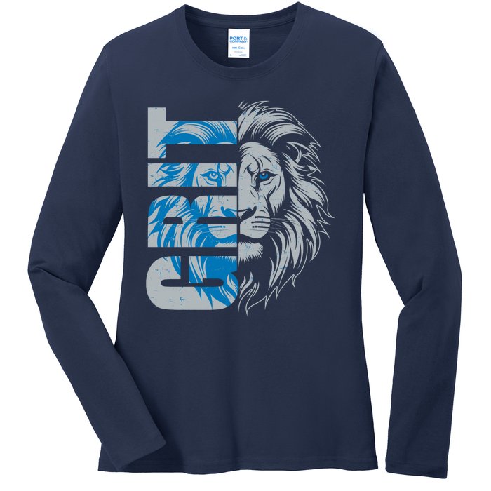 Grit Detroit Football Sports Fan Ladies Long Sleeve Shirt