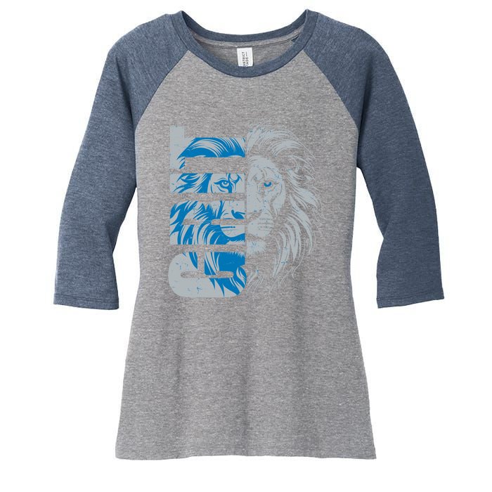 Grit Detroit Football Sports Fan Women's Tri-Blend 3/4-Sleeve Raglan Shirt