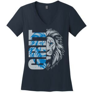 Grit Detroit Football Sports Fan Women's V-Neck T-Shirt