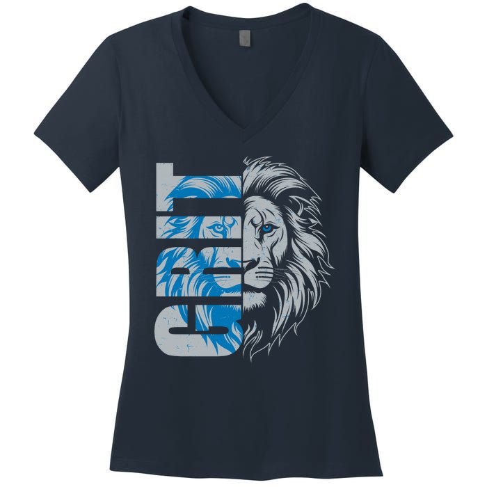 Grit Detroit Football Sports Fan Women's V-Neck T-Shirt