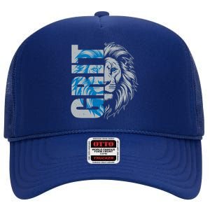 Grit Detroit Football Sports Fan High Crown Mesh Back Trucker Hat