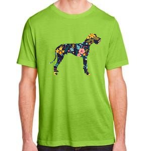 Great Dane Floral Dog Silhouette Womens Graphic Adult ChromaSoft Performance T-Shirt