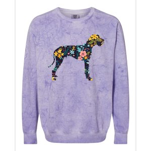 Great Dane Floral Dog Silhouette Womens Graphic Colorblast Crewneck Sweatshirt