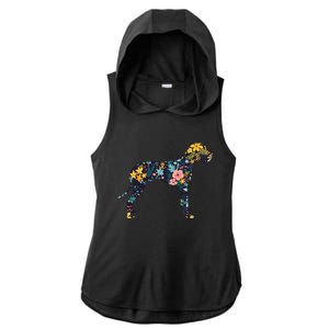 Great Dane Floral Dog Silhouette Womens Graphic Ladies PosiCharge Tri-Blend Wicking Draft Hoodie Tank