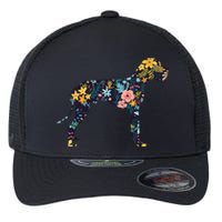 Great Dane Floral Dog Silhouette Womens Graphic Flexfit Unipanel Trucker Cap