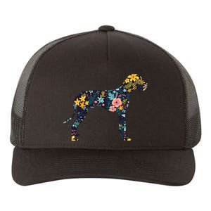 Great Dane Floral Dog Silhouette Womens Graphic Yupoong Adult 5-Panel Trucker Hat