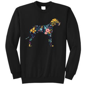 Great Dane Floral Dog Silhouette Womens Graphic Sweatshirt