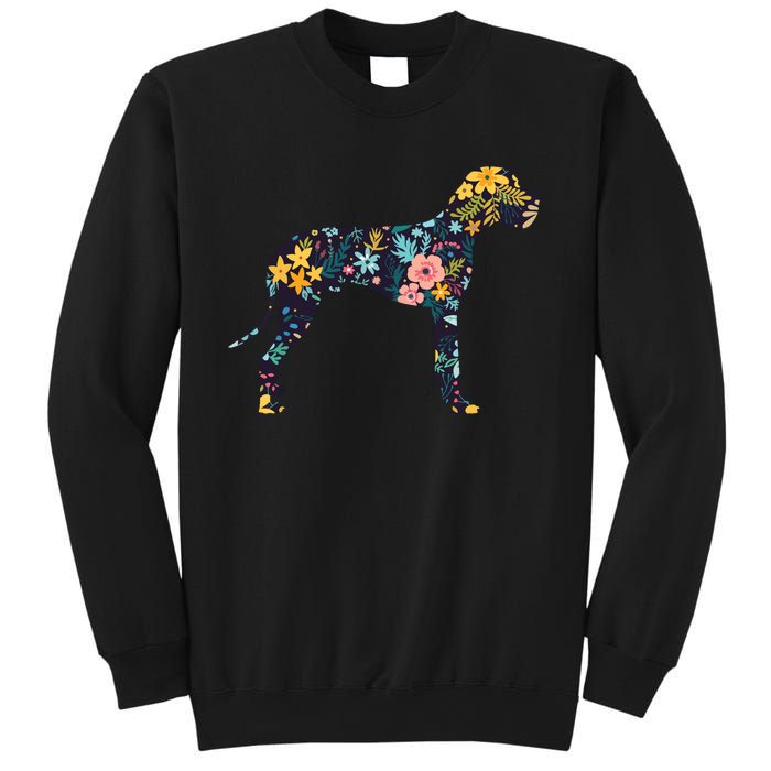 Great Dane Floral Dog Silhouette Womens Graphic Sweatshirt