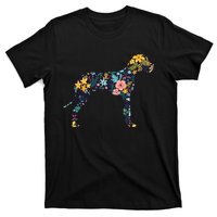 Great Dane Floral Dog Silhouette Womens Graphic T-Shirt