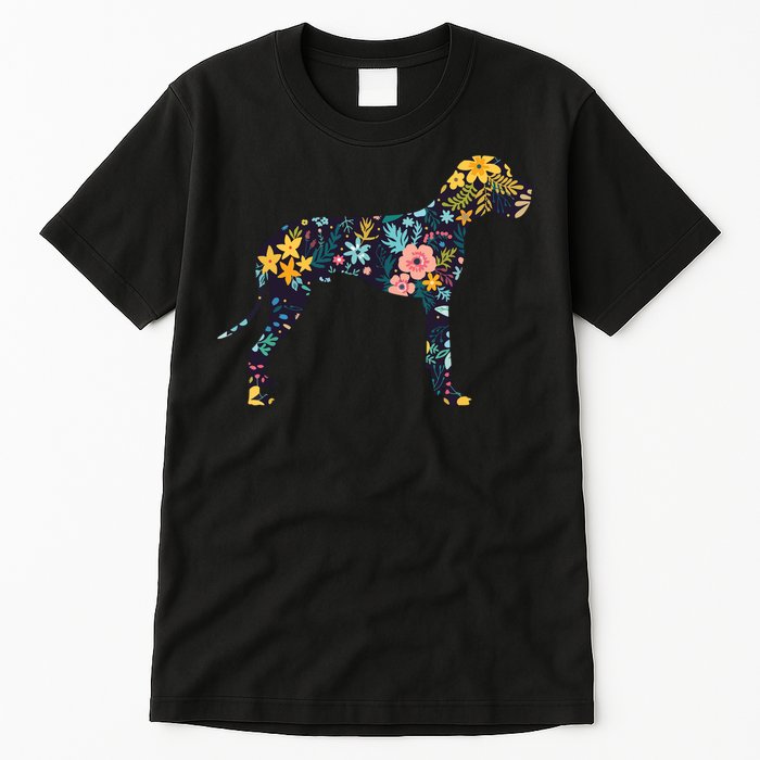 Great Dane Floral Dog Silhouette Womens Graphic Tall T-Shirt