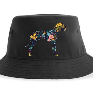 Great Dane Floral Dog Silhouette Womens Graphic Sustainable Bucket Hat