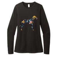 Great Dane Floral Dog Silhouette Womens Graphic Womens CVC Long Sleeve Shirt