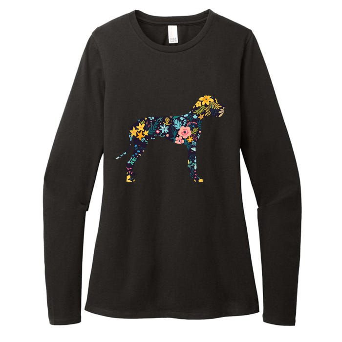 Great Dane Floral Dog Silhouette Womens Graphic Womens CVC Long Sleeve Shirt