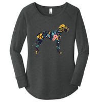 Great Dane Floral Dog Silhouette Womens Graphic Women's Perfect Tri Tunic Long Sleeve Shirt