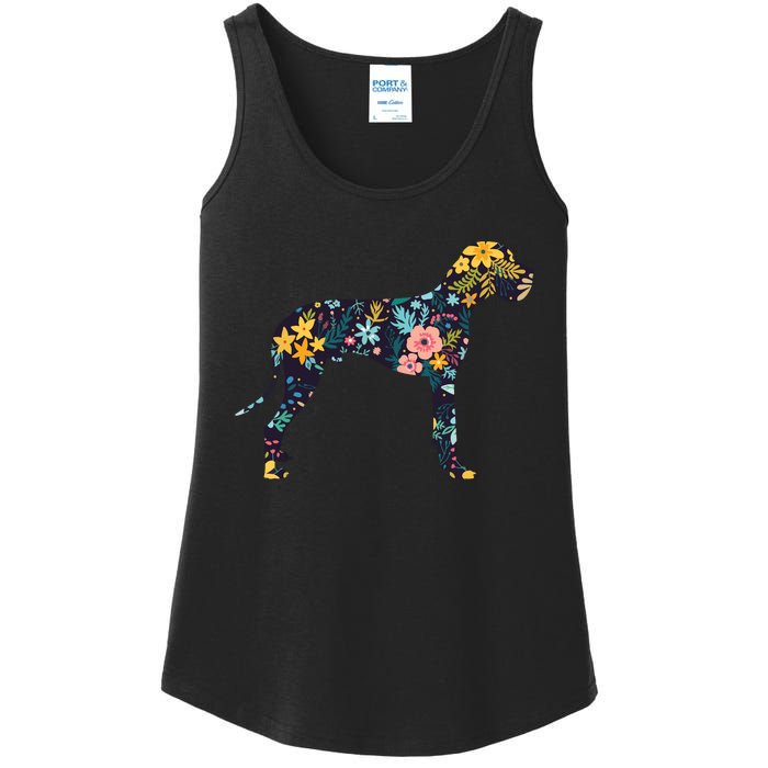 Great Dane Floral Dog Silhouette Womens Graphic Ladies Essential Tank