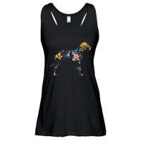 Great Dane Floral Dog Silhouette Womens Graphic Ladies Essential Flowy Tank