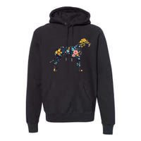 Great Dane Floral Dog Silhouette Womens Graphic Premium Hoodie