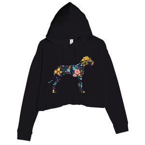 Great Dane Floral Dog Silhouette Womens Graphic Crop Fleece Hoodie