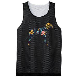 Great Dane Floral Dog Silhouette Womens Graphic Mesh Reversible Basketball Jersey Tank