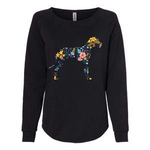 Great Dane Floral Dog Silhouette Womens Graphic Womens California Wash Sweatshirt