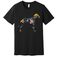 Great Dane Floral Dog Silhouette Womens Graphic Premium T-Shirt