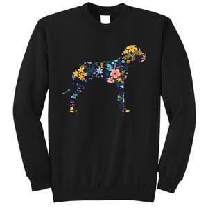 Great Dane Floral Dog Silhouette Womens Graphic Tall Sweatshirt