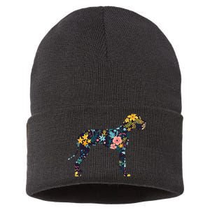 Great Dane Floral Dog Silhouette Womens Graphic Sustainable Knit Beanie