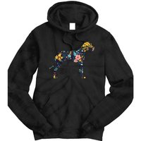 Great Dane Floral Dog Silhouette Womens Graphic Tie Dye Hoodie