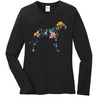 Great Dane Floral Dog Silhouette Womens Graphic Ladies Long Sleeve Shirt