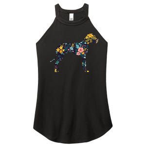 Great Dane Floral Dog Silhouette Womens Graphic Women's Perfect Tri Rocker Tank