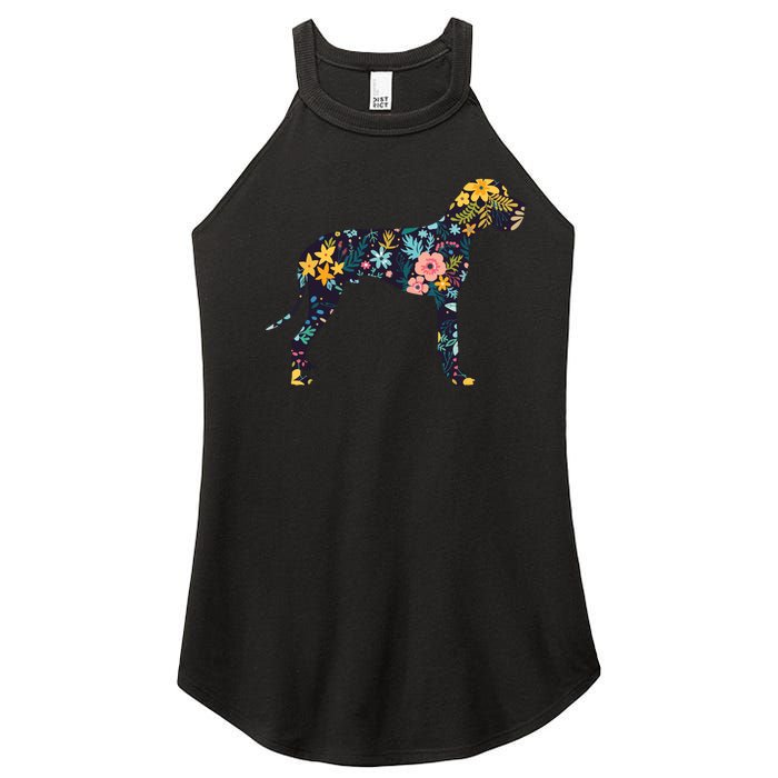 Great Dane Floral Dog Silhouette Womens Graphic Women's Perfect Tri Rocker Tank