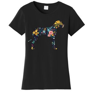 Great Dane Floral Dog Silhouette Womens Graphic Women's T-Shirt