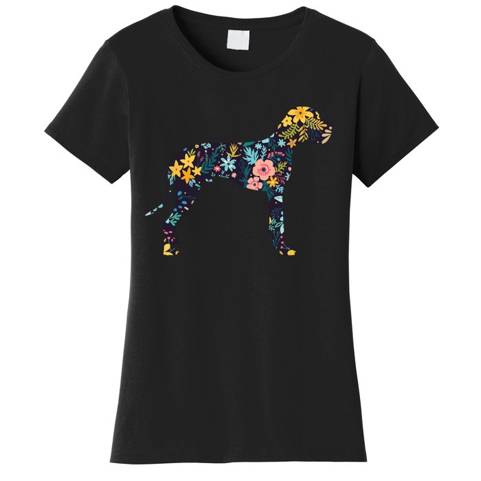 Great Dane Floral Dog Silhouette Womens Graphic Women's T-Shirt