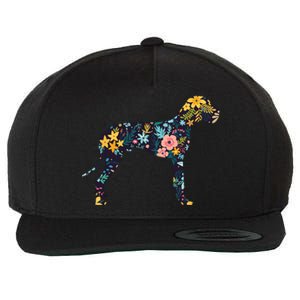 Great Dane Floral Dog Silhouette Womens Graphic Wool Snapback Cap