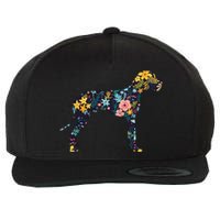 Great Dane Floral Dog Silhouette Womens Graphic Wool Snapback Cap