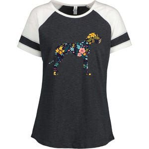 Great Dane Floral Dog Silhouette Womens Graphic Enza Ladies Jersey Colorblock Tee