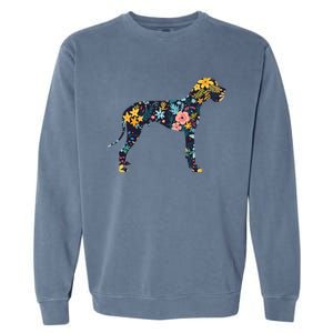 Great Dane Floral Dog Silhouette Womens Graphic Garment-Dyed Sweatshirt