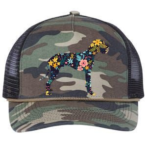 Great Dane Floral Dog Silhouette Womens Graphic Retro Rope Trucker Hat Cap