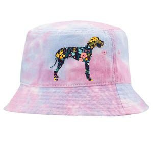 Great Dane Floral Dog Silhouette Womens Graphic Tie-Dyed Bucket Hat