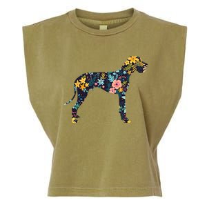 Great Dane Floral Dog Silhouette Womens Graphic Garment-Dyed Women's Muscle Tee