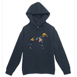 Great Dane Floral Dog Silhouette Womens Graphic Urban Pullover Hoodie