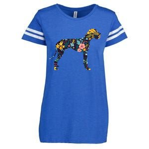 Great Dane Floral Dog Silhouette Womens Graphic Enza Ladies Jersey Football T-Shirt