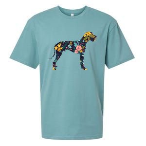 Great Dane Floral Dog Silhouette Womens Graphic Sueded Cloud Jersey T-Shirt