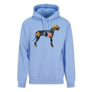 Great Dane Floral Dog Silhouette Womens Graphic Unisex Surf Hoodie